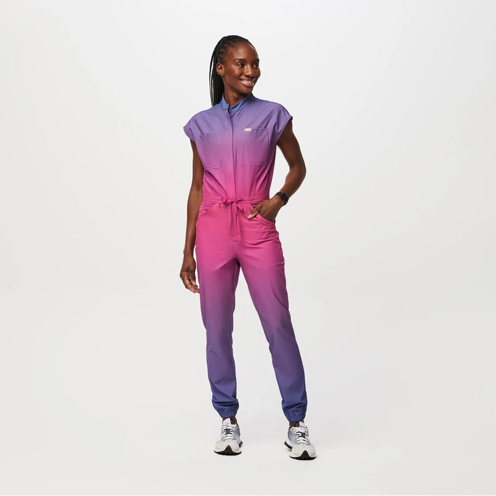 Figs NWOT Sunset Rafaela™ FREEx™ Cargo ScrubJumpsuit™ size large.